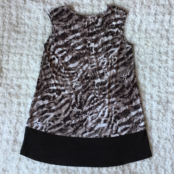 Dark brown animal print sleeveless tunic top - Picture 4 of 5